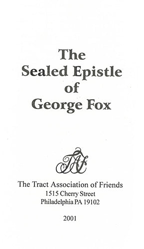 Tract: The Sealed Epistle of George Fox For Sale