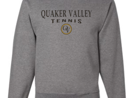 QUAKER VALLEY TENNIS 20 21 YOUTH & ADULT CREW NECK SWEATSHIRT - OXFORD GRAY For Sale