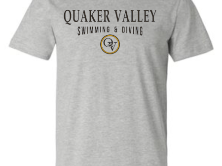 QUAKER VALLEY SWIMMING & DIVING YOUTH & ADULT SHORT SLEEVE T-SHIRT - ATHLETIC GRAY For Cheap