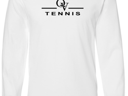 *NEW* QUAKER VALLEY TENNIS FINE COTTON JERSEY YOUTH & ADULT LONG SLEEVE TEE -  WHITE OR BLACK on Sale