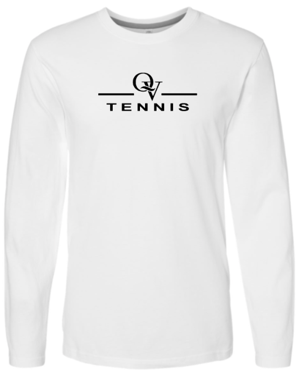 *NEW* QUAKER VALLEY TENNIS FINE COTTON JERSEY YOUTH & ADULT LONG SLEEVE TEE -  WHITE OR BLACK on Sale