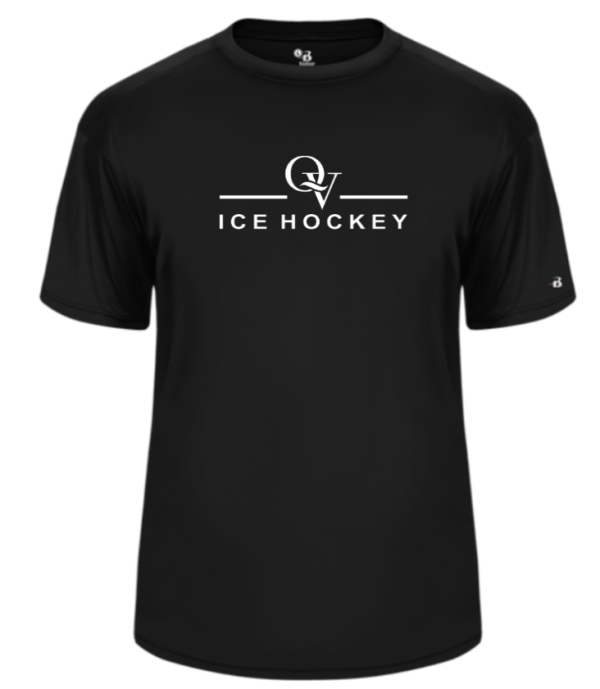 *NEW* QUAKER VALLEY ICE HOCKEY -  YOUTH & ADULT PERFORMANCE SOFTLOCK SHORT SLEEVE T-SHIRT - WHITE OR BLACK on Sale