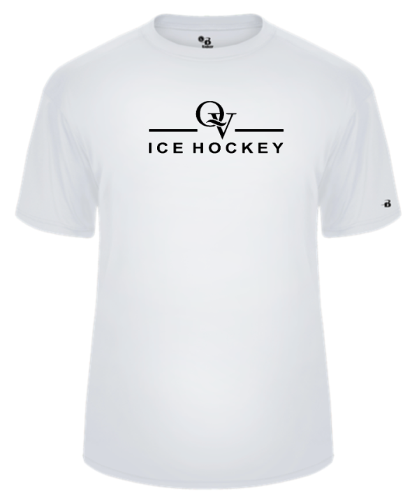 *NEW* QUAKER VALLEY ICE HOCKEY -  YOUTH & ADULT PERFORMANCE SOFTLOCK SHORT SLEEVE T-SHIRT - WHITE OR BLACK on Sale