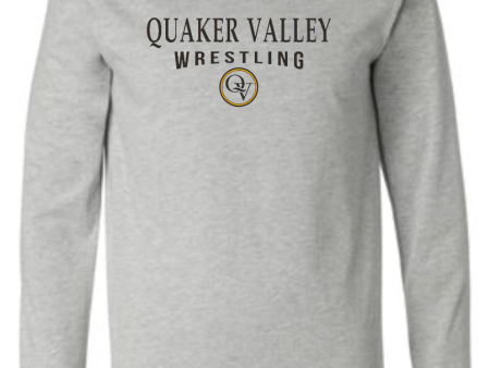 QUAKER VALLEY WRESTLING 20 21 YOUTH & ADULT LONG SLEEVE TEE -  ATHLETIC GREY For Cheap