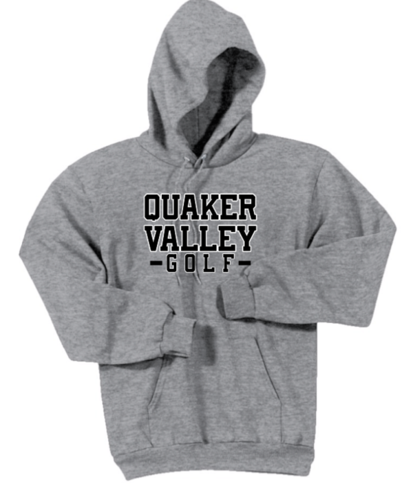 QUAKER VALLEY GOLF PORT & CO BRAND ADULT HOODED SWEATSHIRT - ATHLETIC HEATHER on Sale