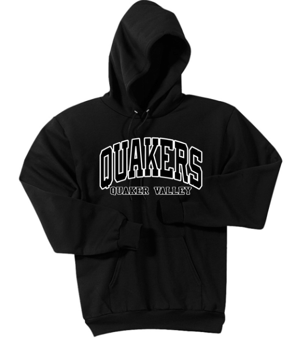 NEW GEAR! QUAKER VALLEY QUAKERS YOUTH & ADULT HOODED SWEATSHIRT - BLACK Online Hot Sale