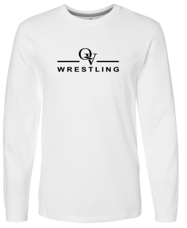 *NEW* QUAKER VALLEY WRESTLING FINE COTTON JERSEY YOUTH & ADULT LONG SLEEVE TEE -  WHITE OR BLACK Cheap