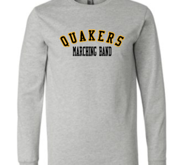 QUAKER VALLEY MARCHING BAND YOUTH & ADULT LONG SLEEVE TEE - BLACK OR ATHLETIC GREY Online Hot Sale