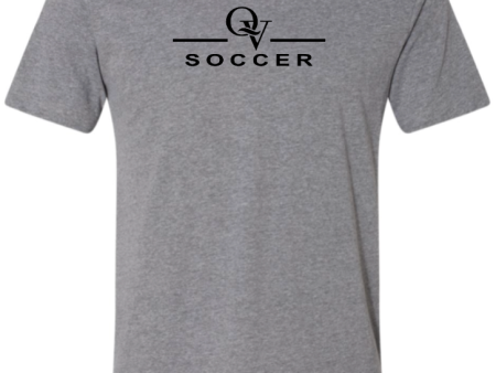 *NEW* QUAKER VALLEY SOCCER FINE COTTON JERSEY YOUTH & ADULT SHORT SLEEVE TEE -  BLACK OR HEATHER Cheap