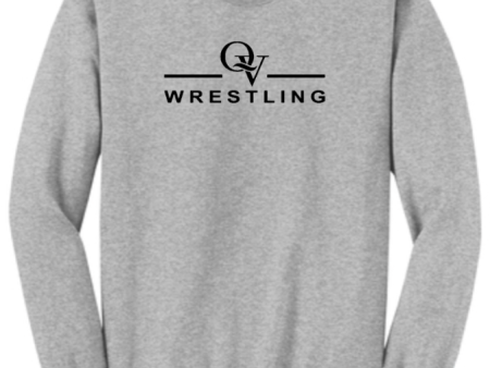 *NEW* QUAKER VALLEY WRESTLING YOUTH & ADULT CREWNECK SWEATSHIRT - ATHLETIC HEATHER OR JET BLACK on Sale