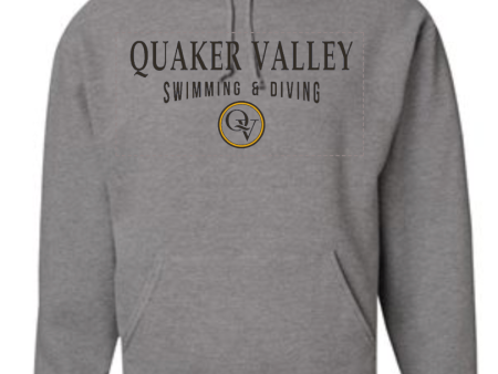 QUAKER VALLEY SWIMMING & DIVING YOUTH & ADULT HOODED SWEATSHIRT - OXFORD GRAY Fashion