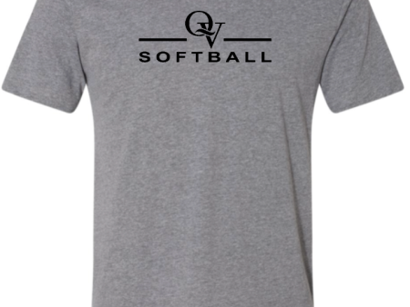 *NEW* QUAKER VALLEY SOFTBALL FINE COTTON JERSEY YOUTH & ADULT SHORT SLEEVE TEE -  BLACK OR HEATHER For Discount