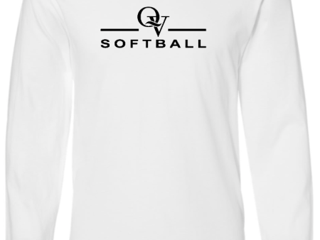 *NEW* QUAKER VALLEY SOFTBALL FINE COTTON JERSEY YOUTH & ADULT LONG SLEEVE TEE -  WHITE OR BLACK Hot on Sale