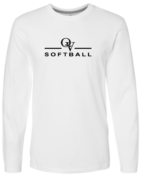 *NEW* QUAKER VALLEY SOFTBALL FINE COTTON JERSEY YOUTH & ADULT LONG SLEEVE TEE -  WHITE OR BLACK Hot on Sale