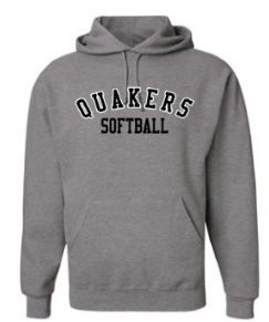 QUAKER VALLEY SOFTBALL YOUTH & ADULT HOODED SWEATSHIRT - BLACK OR OXFORD GRAY Online Hot Sale