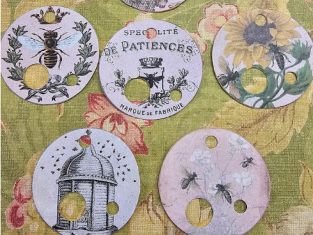 Floss Drops Set of 20, Vintage Bee Circle Tags on Sale