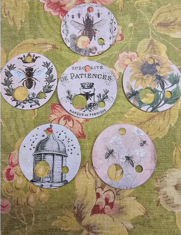 Floss Drops Set of 20, Vintage Bee Circle Tags on Sale