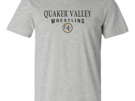 QUAKER VALLEY WRESTLING 20 21 YOUTH & ADULT SHORT SLEEVE T-SHIRT - ATHLETIC GRAY Cheap