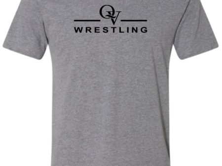 *NEW* QUAKER VALLEY WRESTLING FINE COTTON JERSEY YOUTH & ADULT SHORT SLEEVE TEE -  BLACK OR HEATHER Online Sale