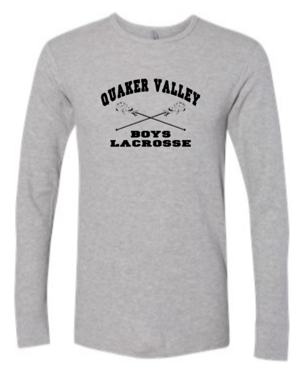 QUAKER VALLEY BOYS LACROSSE YOUTH & ADULT LONG SLEEVE TEE - CROSS STICK OR TEXT DESIGN Online now