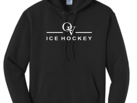 *NEW* QUAKER VALLEY ICE HOCKEY YOUTH & ADULT HOODED SWEATSHIRT - ATHLETIC HEATHER OR JET BLACK Cheap