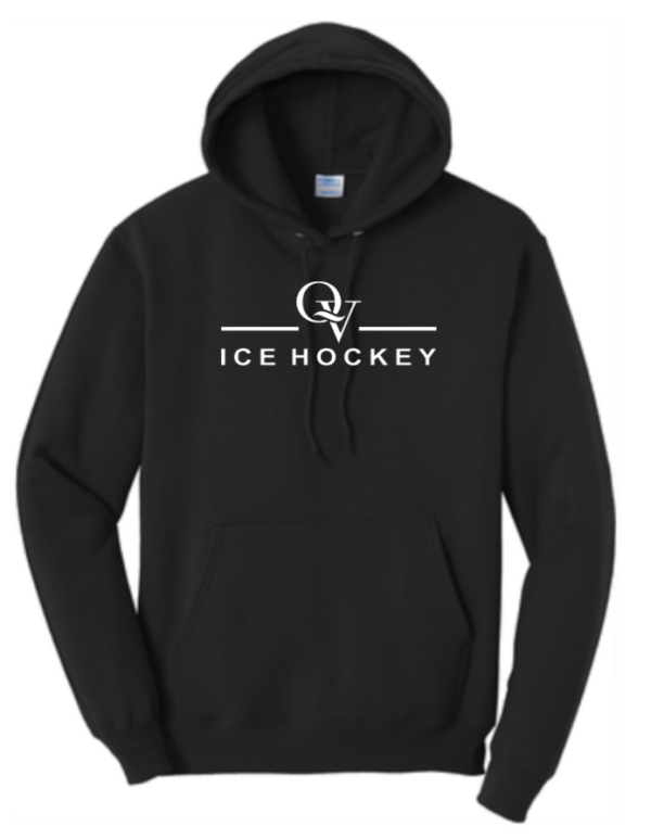 *NEW* QUAKER VALLEY ICE HOCKEY YOUTH & ADULT HOODED SWEATSHIRT - ATHLETIC HEATHER OR JET BLACK Cheap