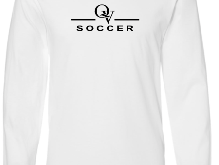 *NEW* QUAKER VALLEY SOCCER FINE COTTON JERSEY YOUTH & ADULT LONG SLEEVE TEE -  WHITE OR BLACK on Sale