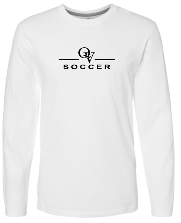 *NEW* QUAKER VALLEY SOCCER FINE COTTON JERSEY YOUTH & ADULT LONG SLEEVE TEE -  WHITE OR BLACK on Sale