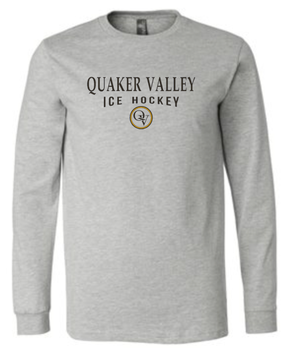 QUAKER VALLEY ICE HOCKEY 20 21 YOUTH & ADULT LONG SLEEVE TEE -  ATHLETIC GREY Sale