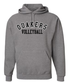 QUAKER VALLEY VOLLEYBALL YOUTH & ADULT HOODED SWEATSHIRT - BLACK OR OXFORD GRAY Supply