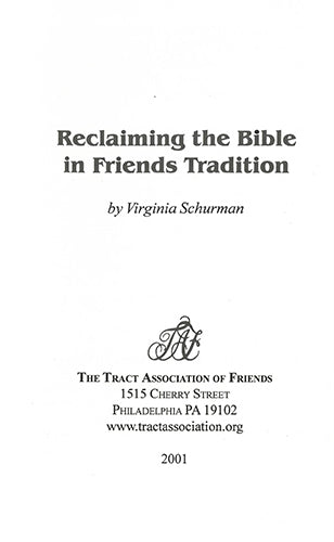 Tract: Reclaiming the Bible in Friends Tradition Supply