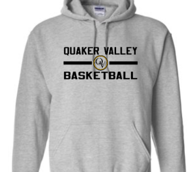 QUAKER VALLEY BASKETBALL OFFICIAL TEAM YOUTH & ADULT HOODED SWEATSHIRT -  OXFORD GRAY Fashion