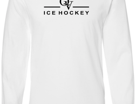 *NEW* QUAKER VALLEY ICE HOCKEY FINE COTTON JERSEY YOUTH & ADULT LONG SLEEVE TEE -  WHITE OR BLACK Cheap