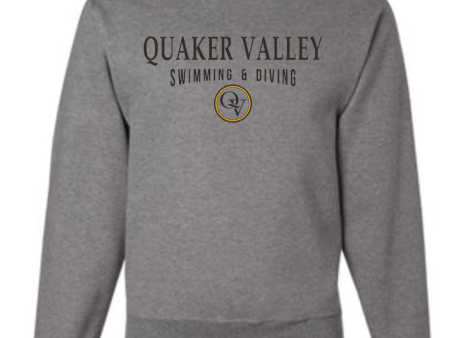 QUAKER VALLEY SWIMMING & DIVING YOUTH & ADULT CREW NECK SWEATSHIRT - OXFORD GRAY Cheap