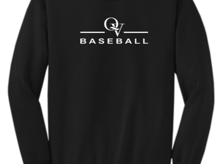 QUAKER VALLEY BASEBALL YOUTH & ADULT CREWNECK SWEATSHIRT - ATHLETIC HEATHER OR JET BLACK For Cheap