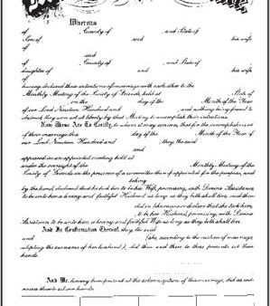 Quaker Marriage Certificate Discount