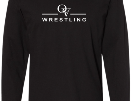 *NEW* QUAKER VALLEY WRESTLING FINE COTTON JERSEY YOUTH & ADULT LONG SLEEVE TEE -  WHITE OR BLACK Cheap