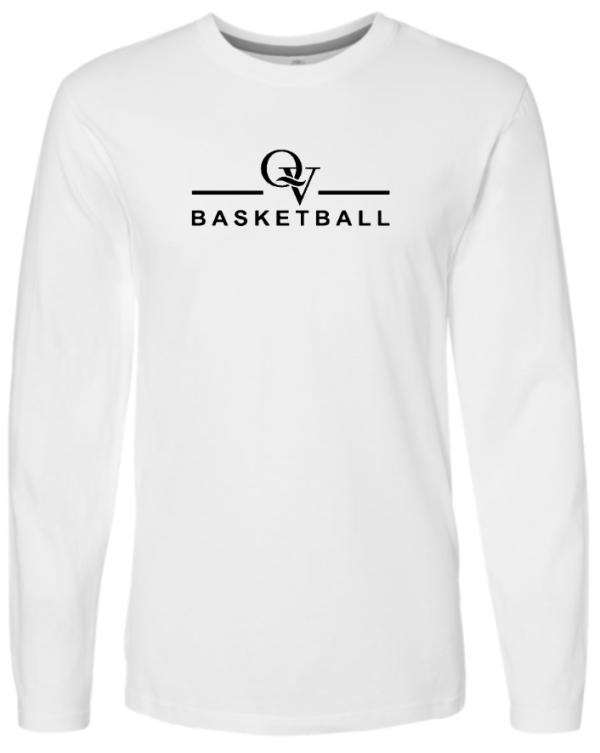 *NEW* QUAKER VALLEY BASKETBALL FINE COTTON JERSEY YOUTH & ADULT LONG SLEEVE TEE -  WHITE OR BLACK Cheap