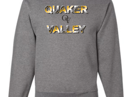 QUAKER VALLEY TRI-COLOR QV YOUTH & ADULT CREW NECK SWEATSHIRT on Sale