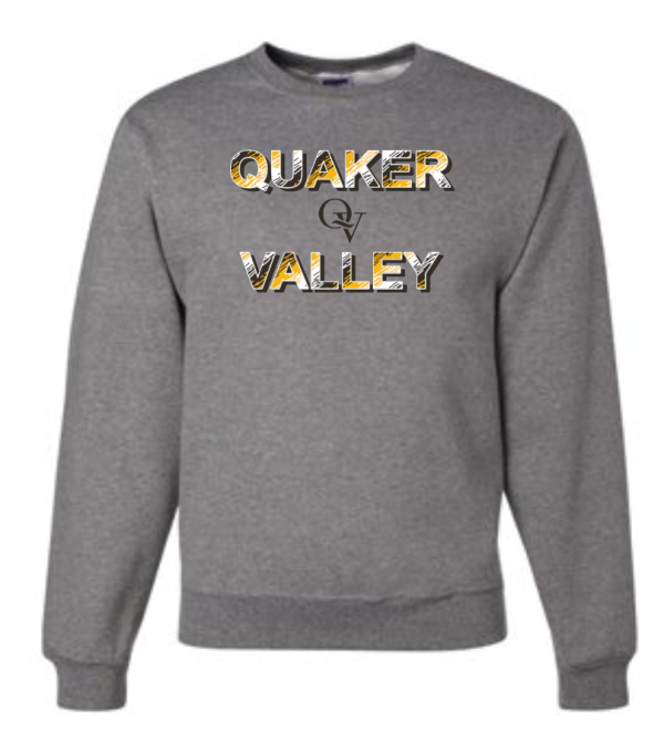 QUAKER VALLEY TRI-COLOR QV YOUTH & ADULT CREW NECK SWEATSHIRT on Sale