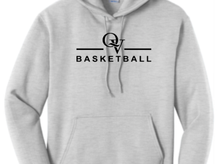 QUAKER VALLEY BASKETBALL YOUTH & ADULT HOODED SWEATSHIRT - ATHLETIC HEATHER OR JET BLACK Fashion