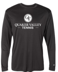 QUAKER VALLEY TENNIS -  YOUTH & ADULT PERFORMANCE SOFTLOCK LONG SLEEVE T-SHIRT - GRAPHITE OR BLACK For Discount