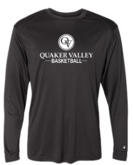 QUAKER VALLEY BASKETBALL -  YOUTH & ADULT PERFORMANCE SOFTLOCK LONG SLEEVE T-SHIRT - GRAPHITE OR BLACK Online Hot Sale