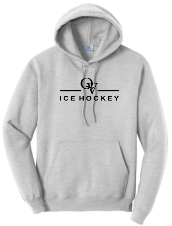 *NEW* QUAKER VALLEY ICE HOCKEY YOUTH & ADULT HOODED SWEATSHIRT - ATHLETIC HEATHER OR JET BLACK Cheap