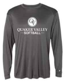 QUAKER VALLEY SOFTBALL-  YOUTH & ADULT PERFORMANCE SOFTLOCK LONG SLEEVE T-SHIRT - GRAPHITE OR BLACK For Cheap