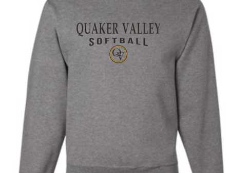 QUAKER VALLEY SOFTBALL 20 21 YOUTH & ADULT CREW NECK SWEATSHIRT - OXFORD GRAY Hot on Sale