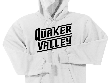 QUAKER VALLEY SLANT RETRO YOUTH & ADULT HOODED SWEATSHIRT - WHITE OR JET BLACK Online Sale