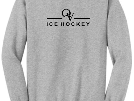 *NEW* QUAKER VALLEY ICE HOCKEY YOUTH & ADULT CREWNECK SWEATSHIRT - ATHLETIC HEATHER OR JET BLACK Online Hot Sale