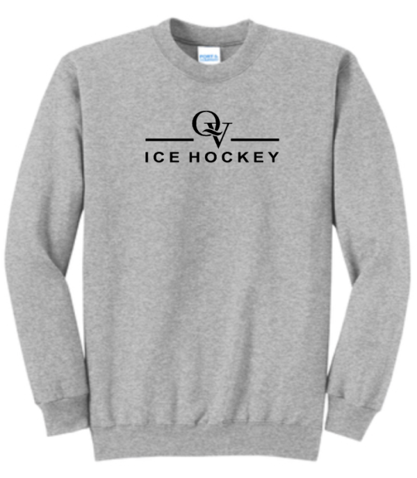 *NEW* QUAKER VALLEY ICE HOCKEY YOUTH & ADULT CREWNECK SWEATSHIRT - ATHLETIC HEATHER OR JET BLACK Online Hot Sale