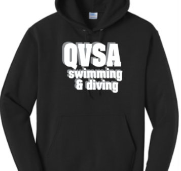 *NEW* QVSA SWIMMING AND DIVING YOUTH & ADULT HOODED SWEATSHIRT - JET BLACK Supply